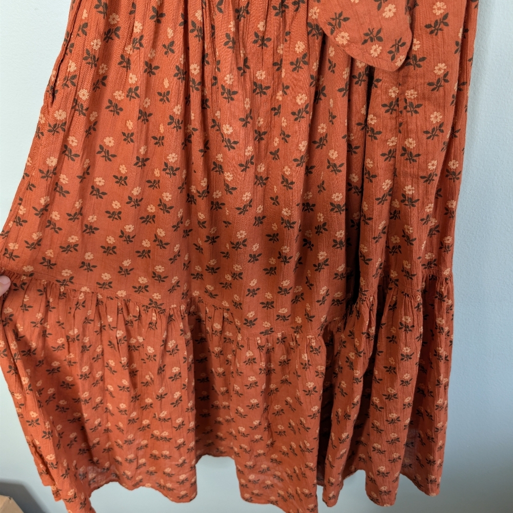 Madewell Ruffle-Strap Tiered Midi Dress In Wild Calendula Block-Print - Picture 8 of 10